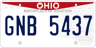 OH license plate GNB5437