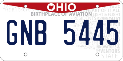 OH license plate GNB5445