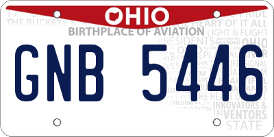 OH license plate GNB5446