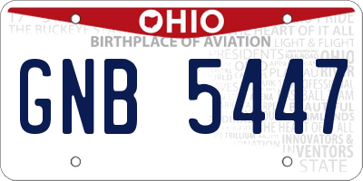 OH license plate GNB5447