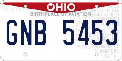 OH license plate GNB5453