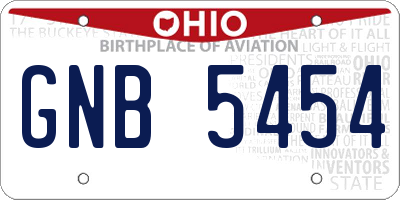 OH license plate GNB5454