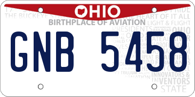OH license plate GNB5458