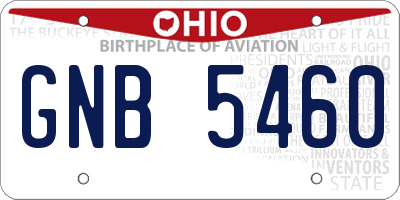 OH license plate GNB5460
