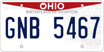OH license plate GNB5467