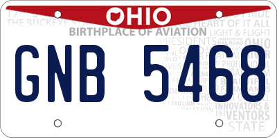 OH license plate GNB5468
