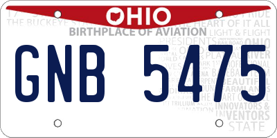 OH license plate GNB5475
