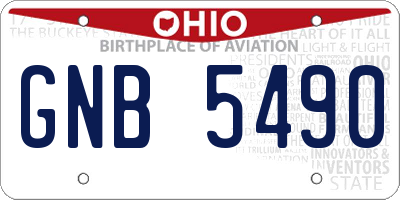 OH license plate GNB5490