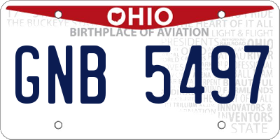 OH license plate GNB5497