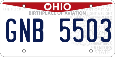 OH license plate GNB5503