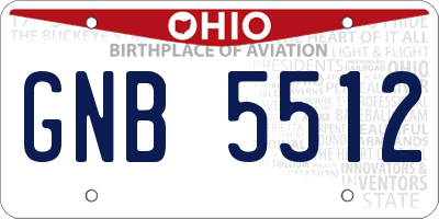 OH license plate GNB5512