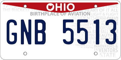OH license plate GNB5513