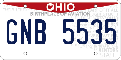 OH license plate GNB5535