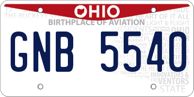 OH license plate GNB5540