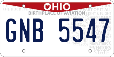 OH license plate GNB5547