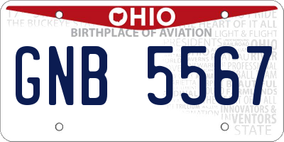 OH license plate GNB5567