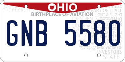 OH license plate GNB5580