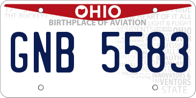 OH license plate GNB5583