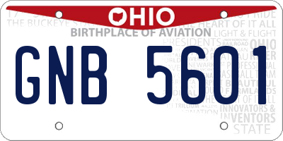 OH license plate GNB5601