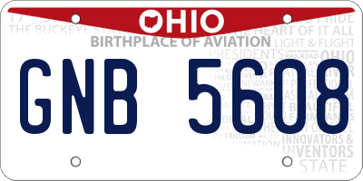 OH license plate GNB5608