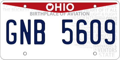 OH license plate GNB5609