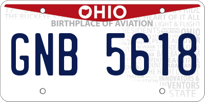OH license plate GNB5618