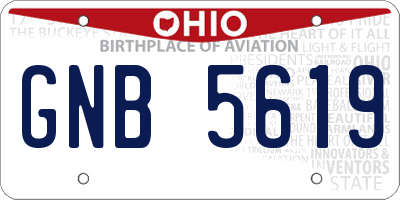 OH license plate GNB5619
