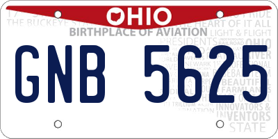 OH license plate GNB5625