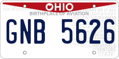 OH license plate GNB5626