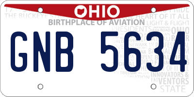OH license plate GNB5634