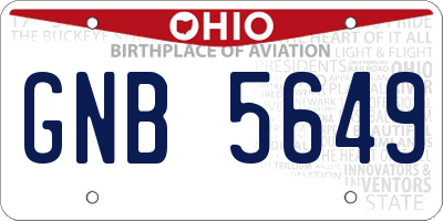 OH license plate GNB5649