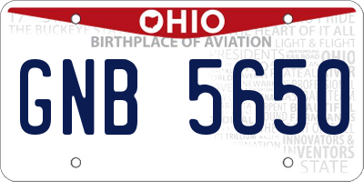 OH license plate GNB5650