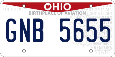 OH license plate GNB5655