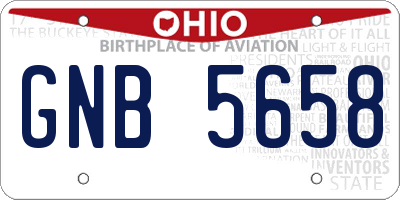 OH license plate GNB5658