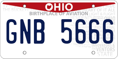 OH license plate GNB5666
