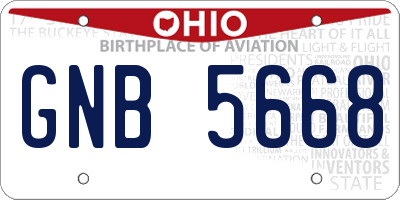 OH license plate GNB5668