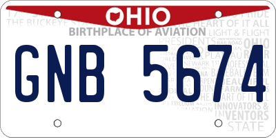 OH license plate GNB5674