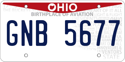OH license plate GNB5677