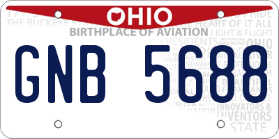 OH license plate GNB5688