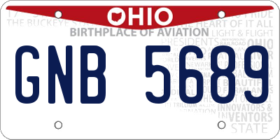 OH license plate GNB5689