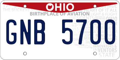 OH license plate GNB5700