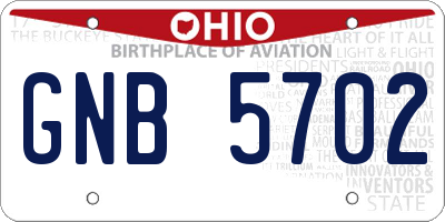 OH license plate GNB5702