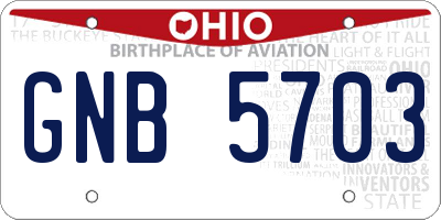 OH license plate GNB5703