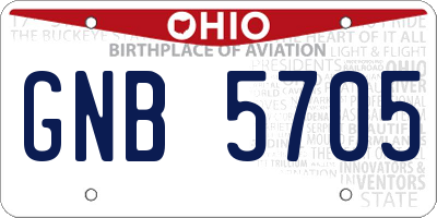 OH license plate GNB5705