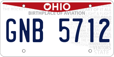OH license plate GNB5712