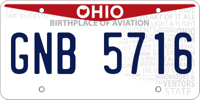 OH license plate GNB5716