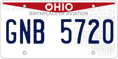 OH license plate GNB5720