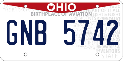 OH license plate GNB5742