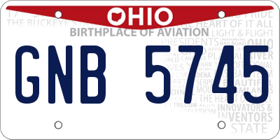 OH license plate GNB5745
