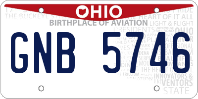 OH license plate GNB5746